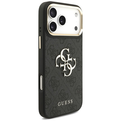 Coque pour Apple iPhone 18 Pro Max / 17 Pro Max, Guess, Big 4G Classic Logo & Big Strap Metal Buttons, noire
