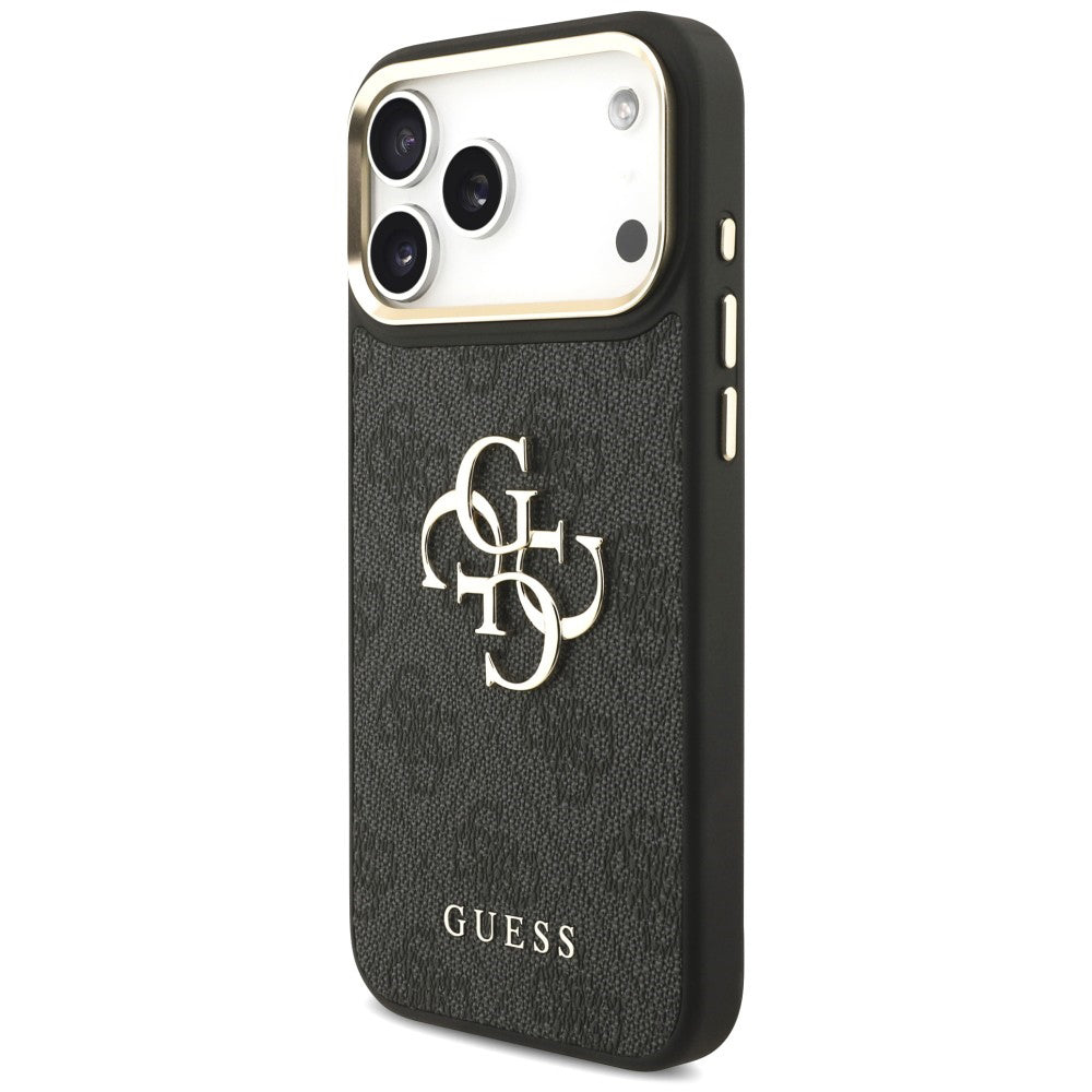 Coque pour Apple iPhone 18 Pro Max / 17 Pro Max, Guess, Big 4G Classic Logo & Big Strap Metal Buttons, noire