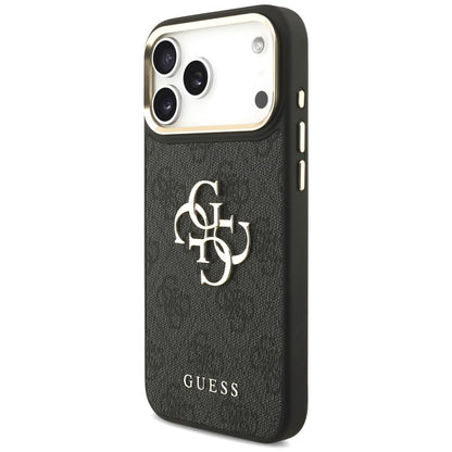 Coque pour Apple iPhone 18 Pro Max / 17 Pro Max, Guess, Big 4G Classic Logo & Big Strap Metal Buttons, noire