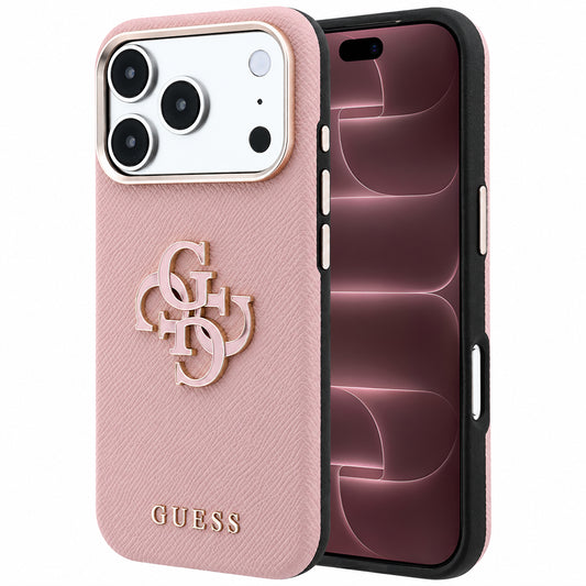 Custodia per Apple iPhone 18 Pro Max / 17 Pro Max, Guess, Logo in Resina Grande Granulata, Rosa