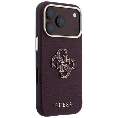 Custodia per Apple iPhone 18 Pro Max / 17 Pro Max, Guess, Logo Grande in Resina Granulata, Vinaccia