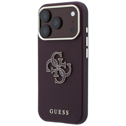 Custodia per Apple iPhone 18 Pro Max / 17 Pro Max, Guess, Logo Grande in Resina Granulata, Vinaccia