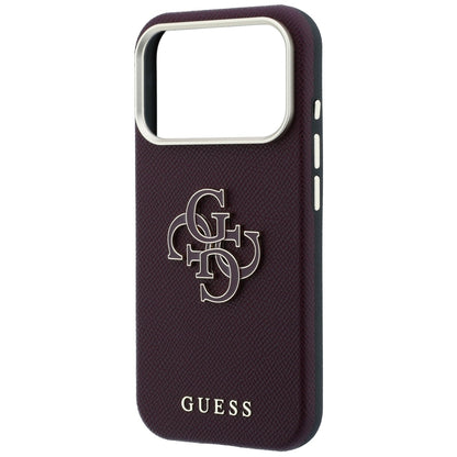Custodia per Apple iPhone 18 Pro Max / 17 Pro Max, Guess, Logo Grande in Resina Granulata, Vinaccia