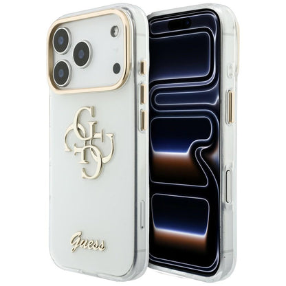 Coque pour Apple iPhone 18 Pro Max / 17 Pro Max, Guess, IML 4G Metal Script, Blanche