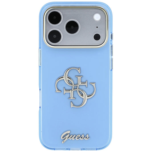 Custodia per Apple iPhone 18 Pro Max / 17 Pro Max, Guess, IML 4G Metal Script, Blu