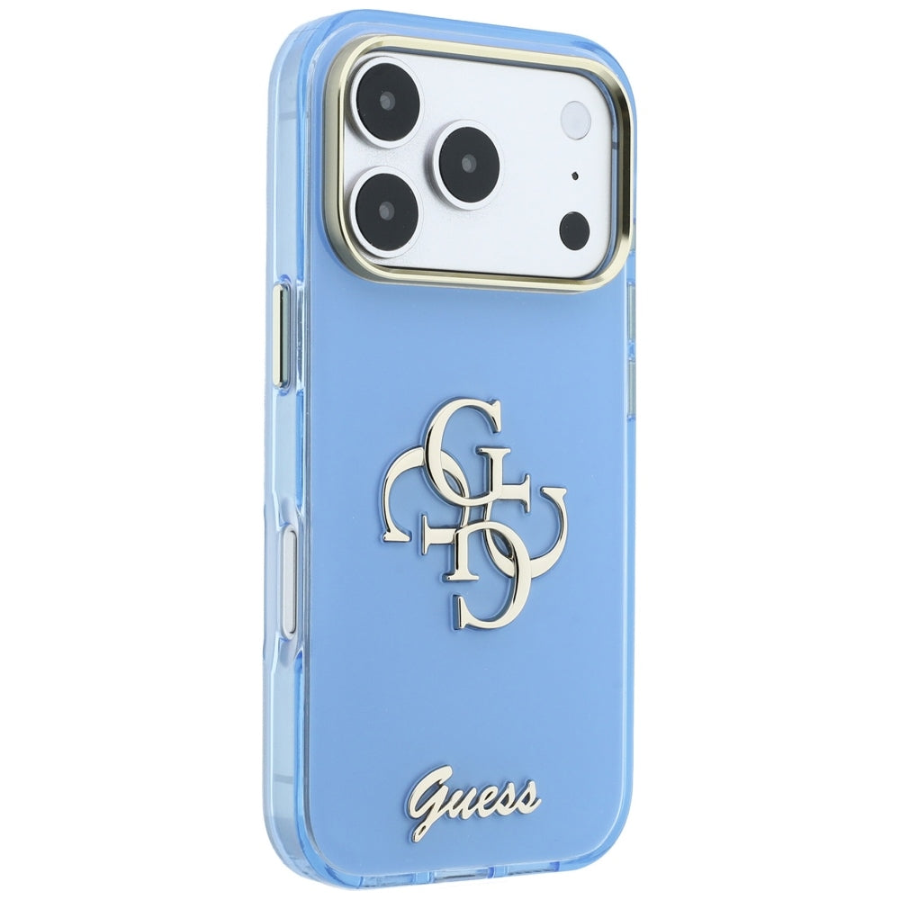 Hülle für Apple iPhone 18 Pro Max / 17 Pro Max, Guess, IML 4G Metal Script, Blau