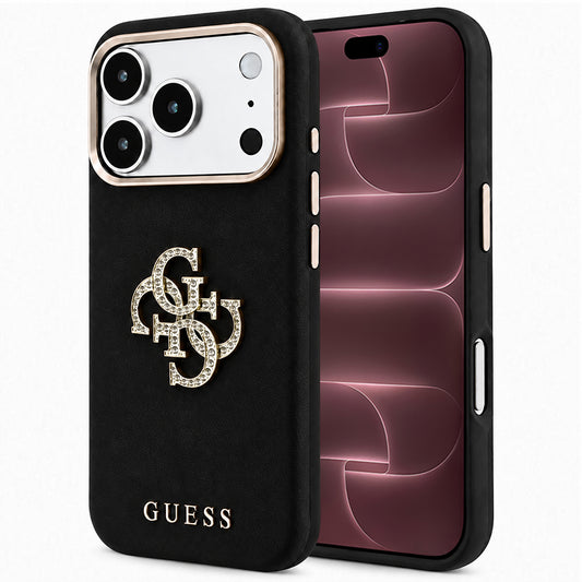Custodia per Apple iPhone 18 Pro Max / 17 Pro Max, Guess, Smooth Big Strass Logo, Nera