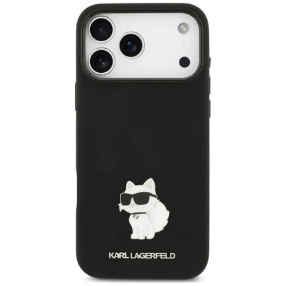 Hülle für Apple iPhone 18 Pro Max / 17 Pro Max, Karl Lagerfeld, Choupette Metal Pin, Schwarz