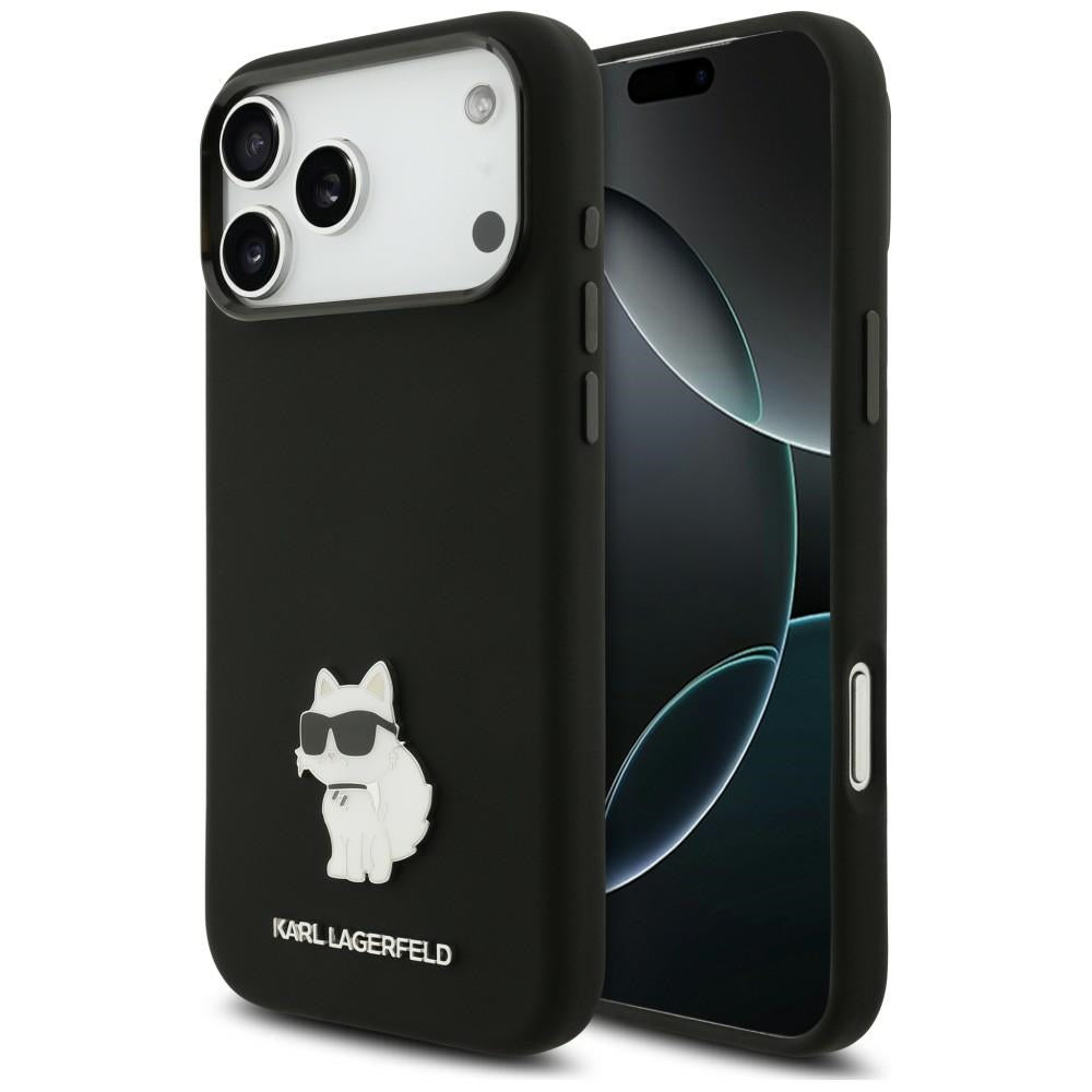 Hülle für Apple iPhone 18 Pro Max / 17 Pro Max, Karl Lagerfeld, Choupette Metal Pin, Schwarz
