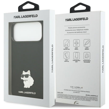 Hülle für Apple iPhone 18 Pro Max / 17 Pro Max, Karl Lagerfeld, Choupette Metal Pin, Schwarz