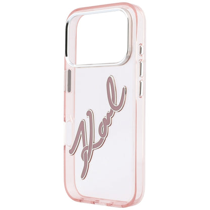 Custodia per Apple iPhone 18 Pro Max / 17 Pro Max, Karl Lagerfeld, IML Big Signature Resina Logo Cornice Metallica, Rosa