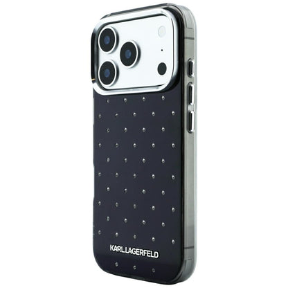 Custodia per Apple iPhone 18 Pro Max / 17 Pro Max, Karl Lagerfeld, IML Strass e Logo Elettrodeposto, Nera