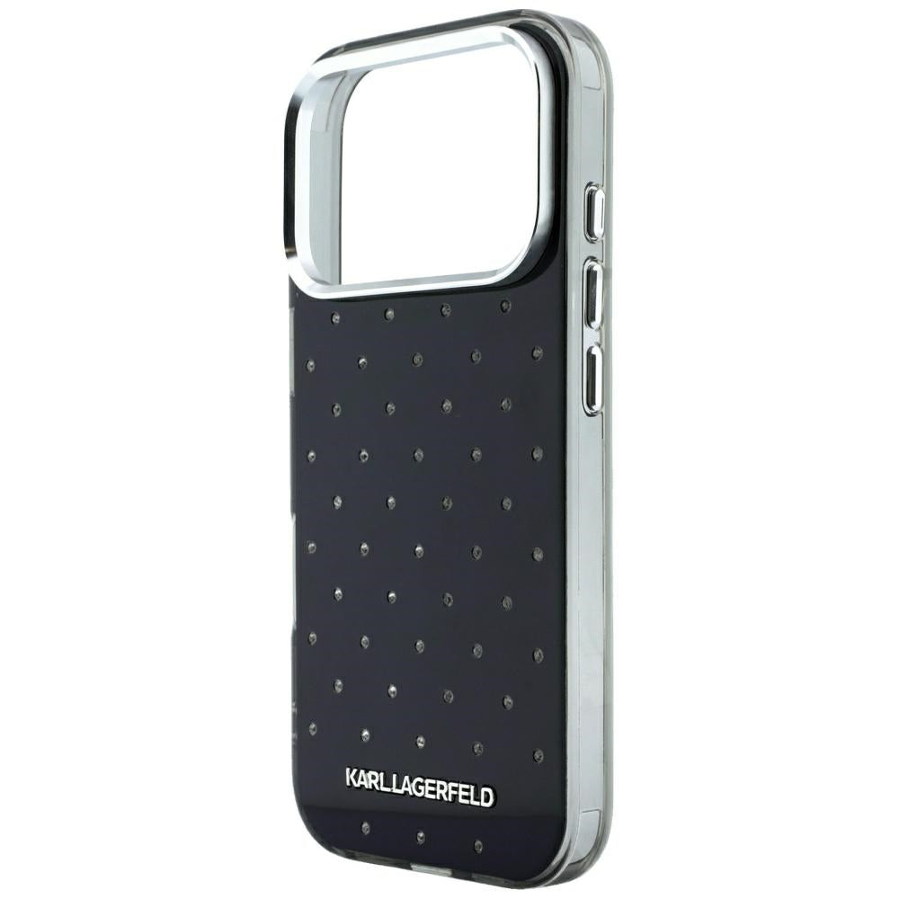 Custodia per Apple iPhone 18 Pro Max / 17 Pro Max, Karl Lagerfeld, IML Strass e Logo Elettrodeposto, Nera
