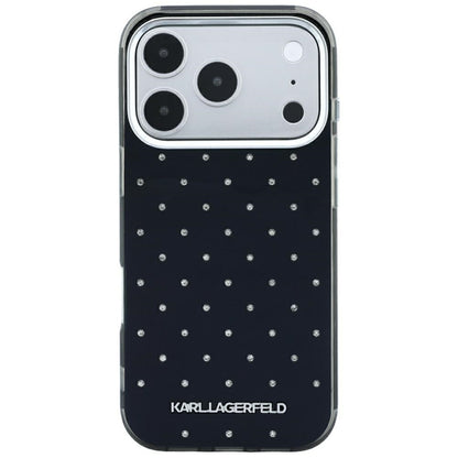 Custodia per Apple iPhone 18 Pro Max / 17 Pro Max, Karl Lagerfeld, IML Strass e Logo Elettrodeposto, Nera