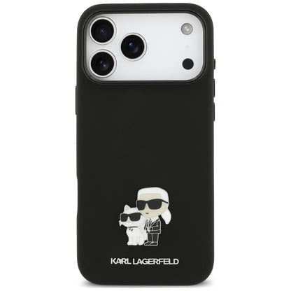Custodia per Apple iPhone 18 Pro Max / 17 Pro Max, Karl Lagerfeld, Karl & Choupette Metal Pin, nera