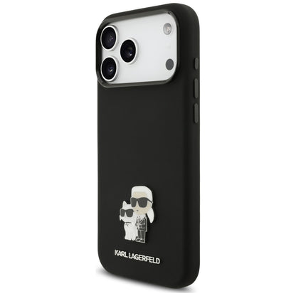 Custodia per Apple iPhone 18 Pro Max / 17 Pro Max, Karl Lagerfeld, Karl & Choupette Metal Pin, nera