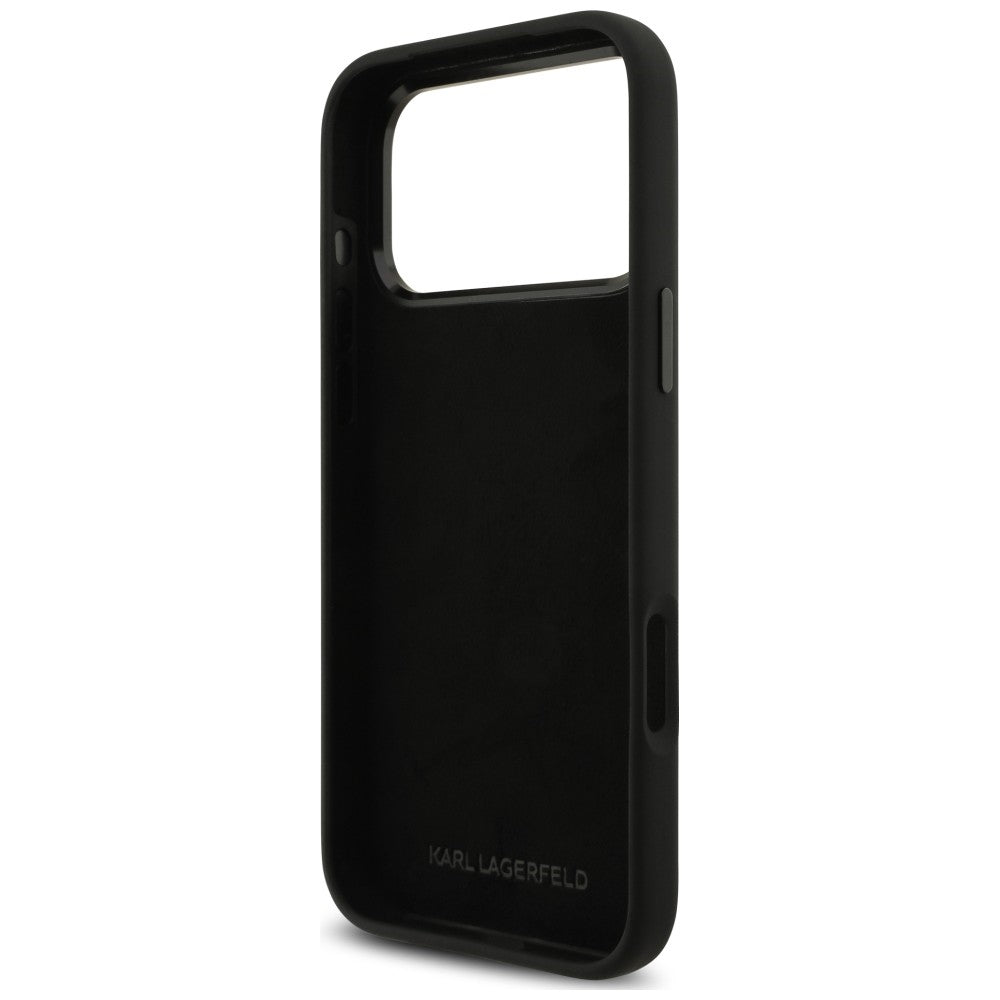 Custodia per Apple iPhone 18 Pro Max / 17 Pro Max, Karl Lagerfeld, Karl & Choupette Metal Pin, nera