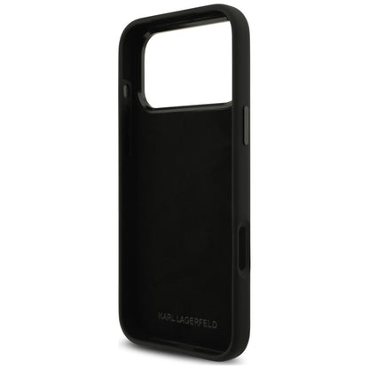 Custodia per Apple iPhone 18 Pro Max / 17 Pro Max, Karl Lagerfeld, Karl & Choupette Metal Pin, nera