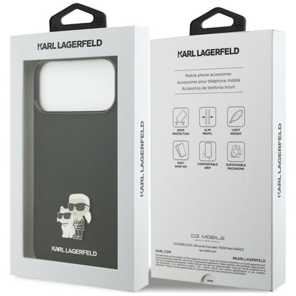 Custodia per Apple iPhone 18 Pro Max / 17 Pro Max, Karl Lagerfeld, Karl & Choupette Metal Pin, nera