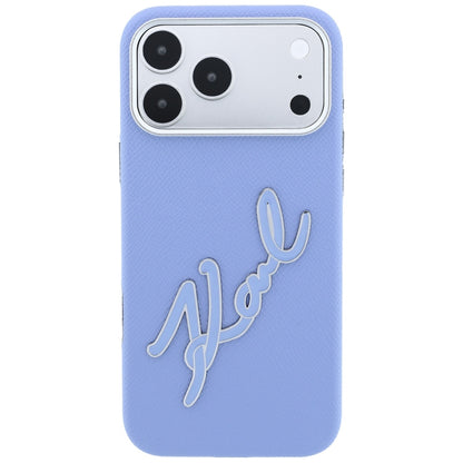 Hülle für Apple iPhone 18 Pro Max / 17 Pro Max, Karl Lagerfeld, glattes großes Harz-Signatur-Logo, Blau