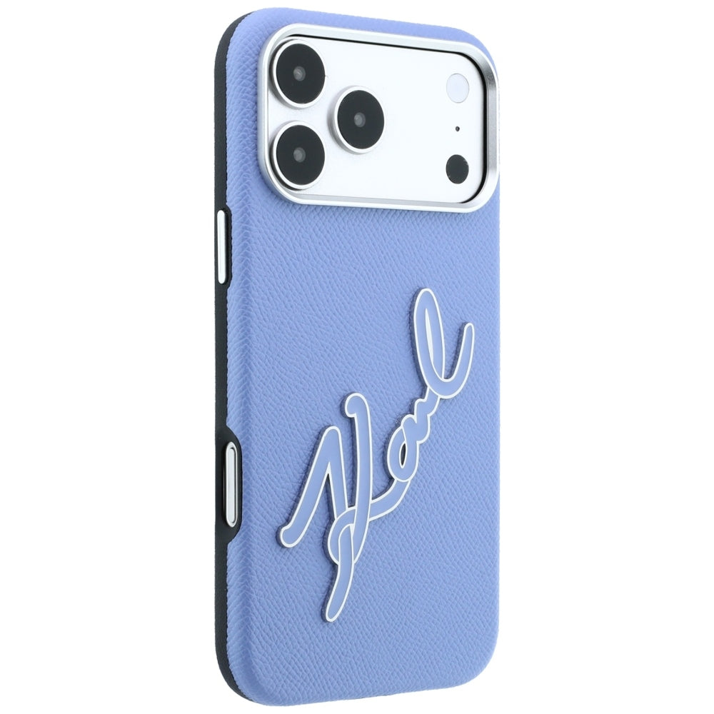 Hülle für Apple iPhone 18 Pro Max / 17 Pro Max, Karl Lagerfeld, glattes großes Harz-Signatur-Logo, Blau