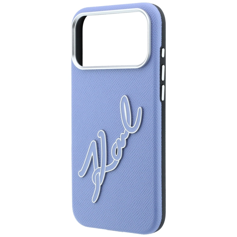 Hülle für Apple iPhone 18 Pro Max / 17 Pro Max, Karl Lagerfeld, glattes großes Harz-Signatur-Logo, Blau