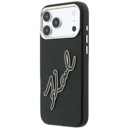 Custodia per Apple iPhone 18 Pro Max / 17 Pro Max, Karl Lagerfeld, Smooth Big Resin Signature Logo, Nera