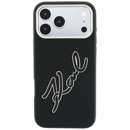 Custodia per Apple iPhone 18 Pro Max / 17 Pro Max, Karl Lagerfeld, Smooth Big Resin Signature Logo, Nera