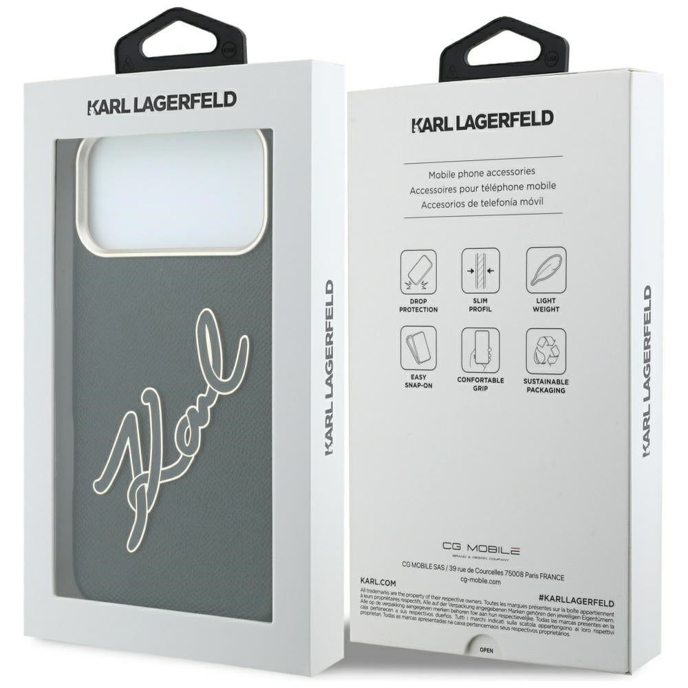 Custodia per Apple iPhone 18 Pro Max / 17 Pro Max, Karl Lagerfeld, Smooth Big Resin Signature Logo, Nera