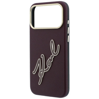 Custodia per Apple iPhone 18 Pro Max / 17 Pro Max, Karl Lagerfeld, Logo Signature in Resina Liscia Grande, Vinaccia