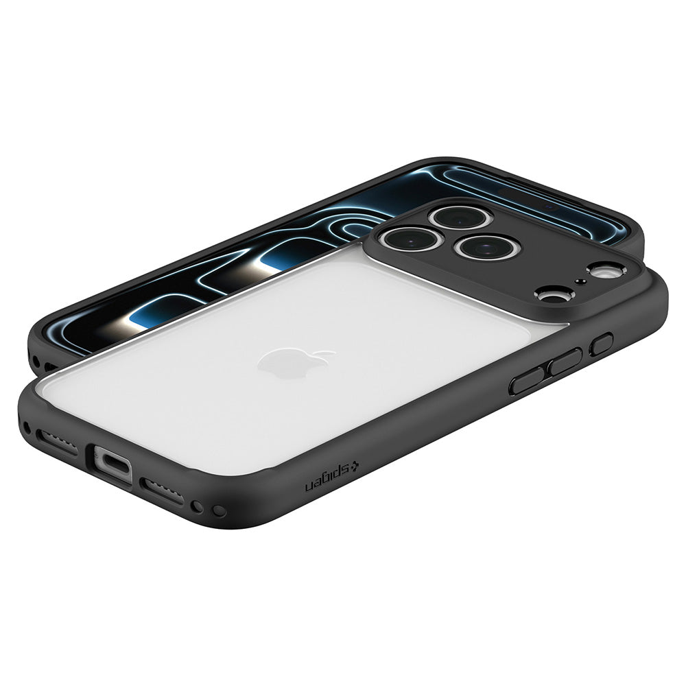 Custodia per Apple iPhone 18 Pro Max / 17 Pro Max, Spigen, Ultra Hybrid, Nero Opaco ACS12117