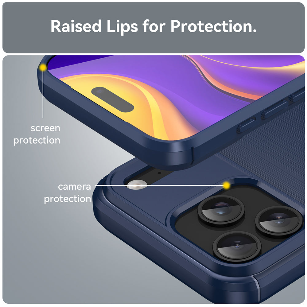 Custodia per Apple iPhone 18 Pro Max / 17 Pro Max, Techsuit, Carbonio, Blu