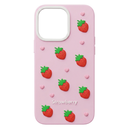 Custodia per Apple iPhone 15 / 14 / 13, OEM, Strawberry, Rosa