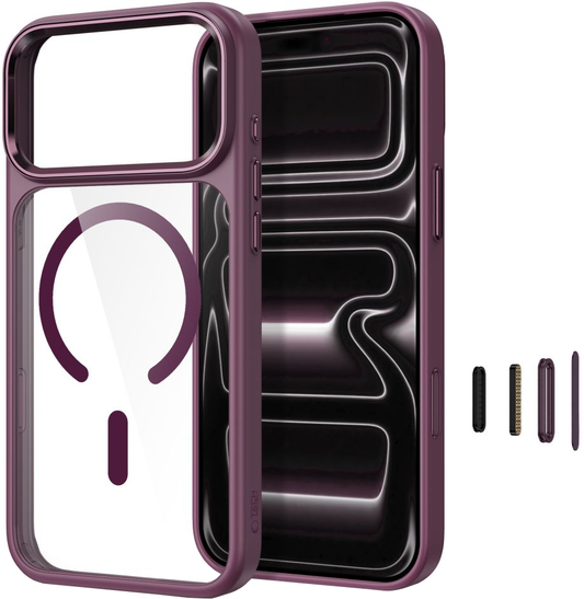 Coque pour Apple iPhone 18 Pro / 17 Pro, Tech-Protect, Magmat CC, Transparent Bordeaux