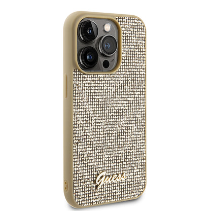Hülle für Apple iPhone 15 Pro, Guess, PU Square Mirror Script Logo, Gold GUHCP15LPMSDGSD
