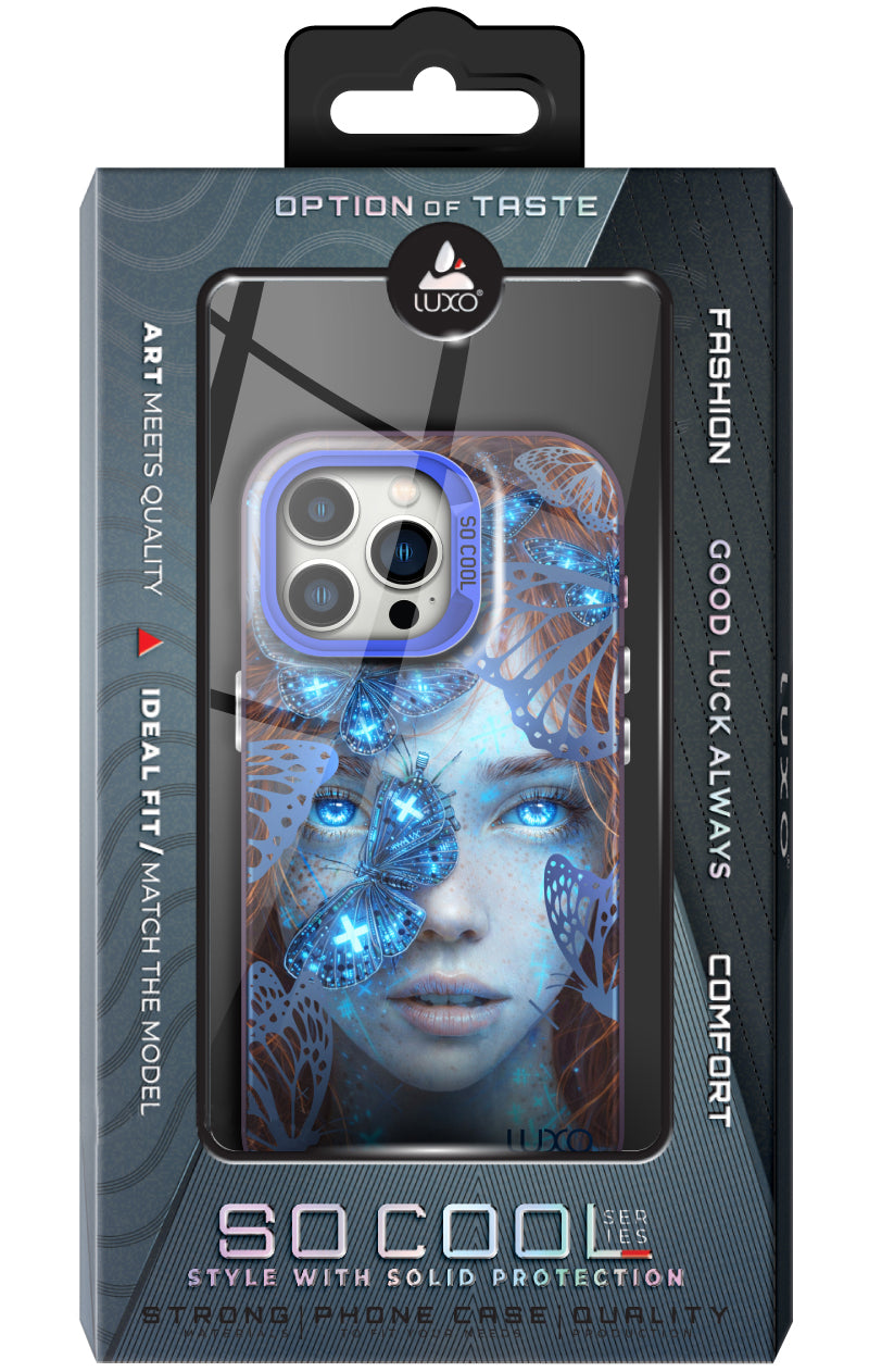 Custodia per Apple iPhone 15 Pro Max, LUXO So CooL, ArcadiA Butterfly Girl, Multicolore