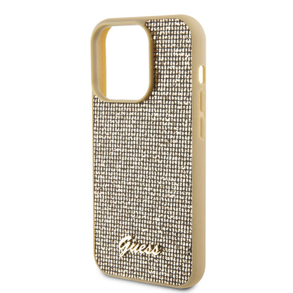 Hülle für Apple iPhone 15 Pro, Guess, PU Square Mirror Script Logo, Gold GUHCP15LPMSDGSD