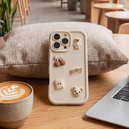 Case for Apple iPhone 15 Pro, OEM, Ultra Trendy 3D Bear, Beige