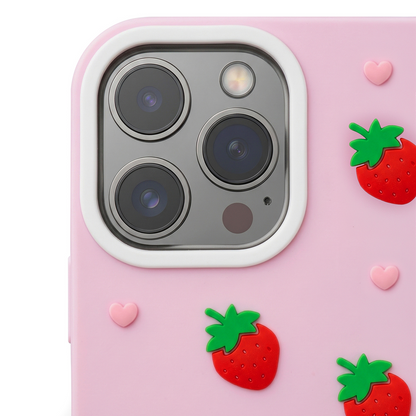 Custodia per Apple iPhone 15 / 14 / 13, OEM, Strawberry, Rosa