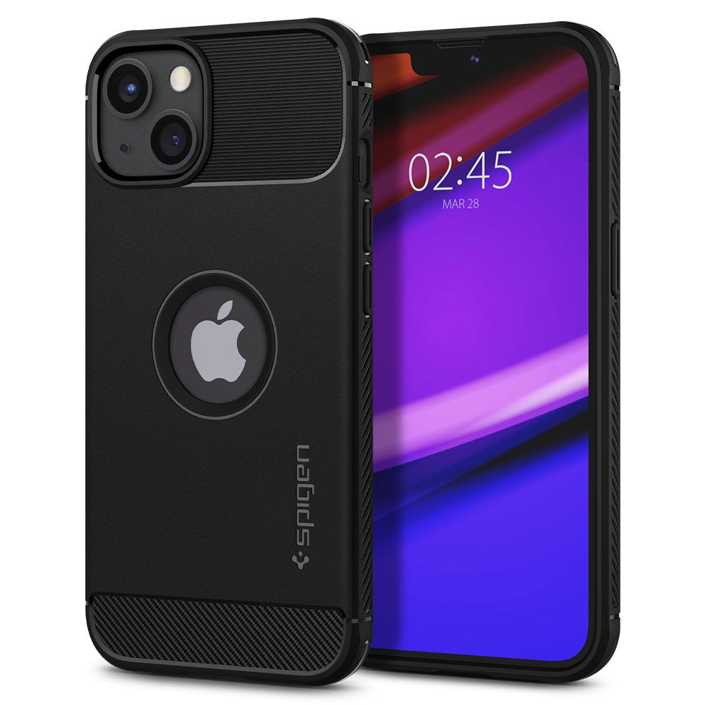 Custodia per Apple iPhone 13, Spigen, Rugged Armor, Nera ACS03518