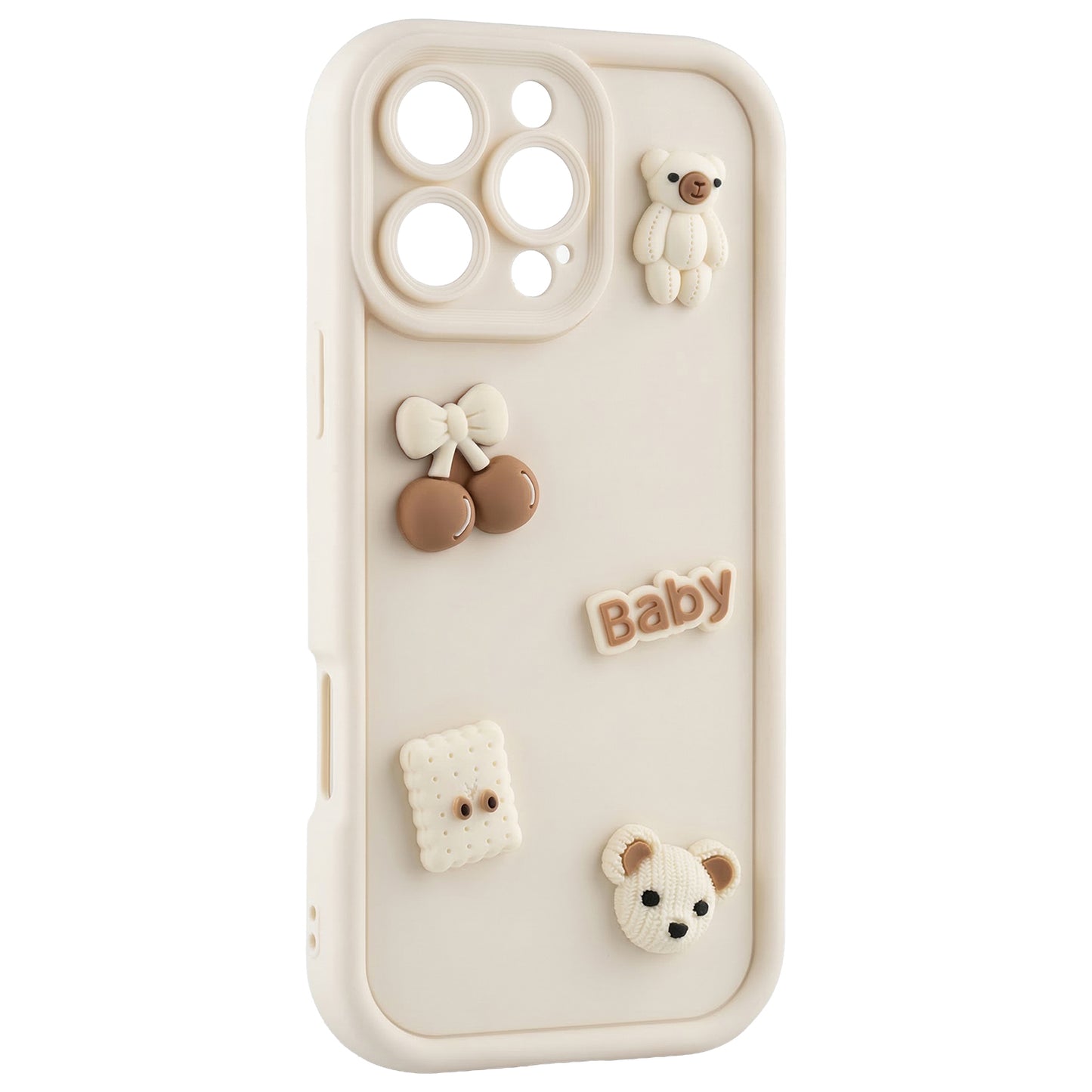 Coque pour Apple iPhone 16, OEM, Ultra Trendy 3D Bear, Beige