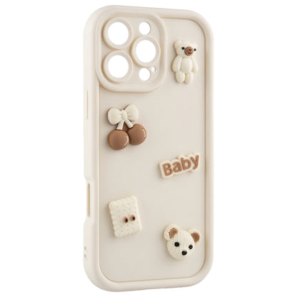 Custodia per Apple iPhone 16 Pro Max, OEM, Ultra Trendy 3D Bear, Beige