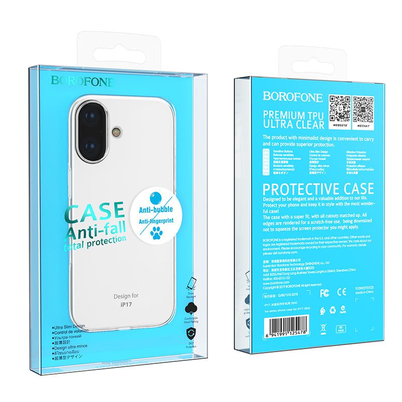 Custodia per Apple iPhone 17, Borofone, BI4 Ice, Trasparente