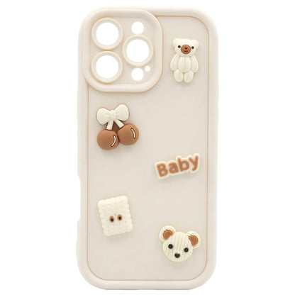 Case for Apple iPhone 15 Pro, OEM, Ultra Trendy 3D Bear, Beige