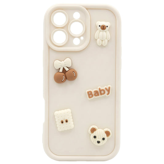 Custodia per Apple iPhone 17, OEM, Ultra Trendy 3D Bear, Beige