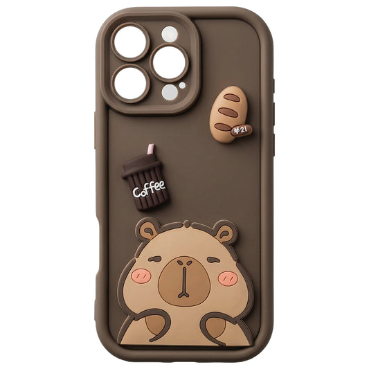 Coque pour Apple iPhone 13, OEM, Ultra Trendy 3D Capybara, Marron