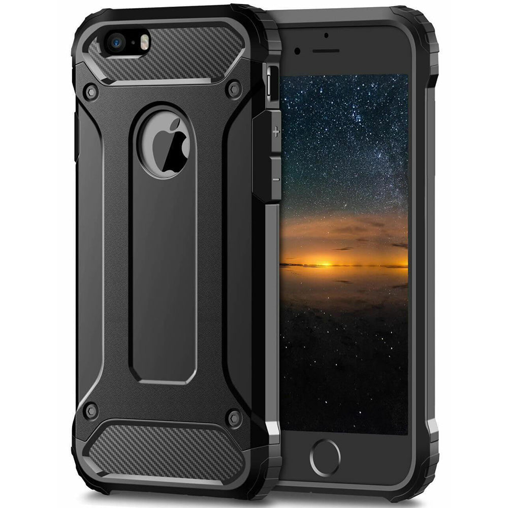 Custodia per Apple iPhone SE (2016) / 5 / 5s, Techsuit, Hybrid Armor, Nera