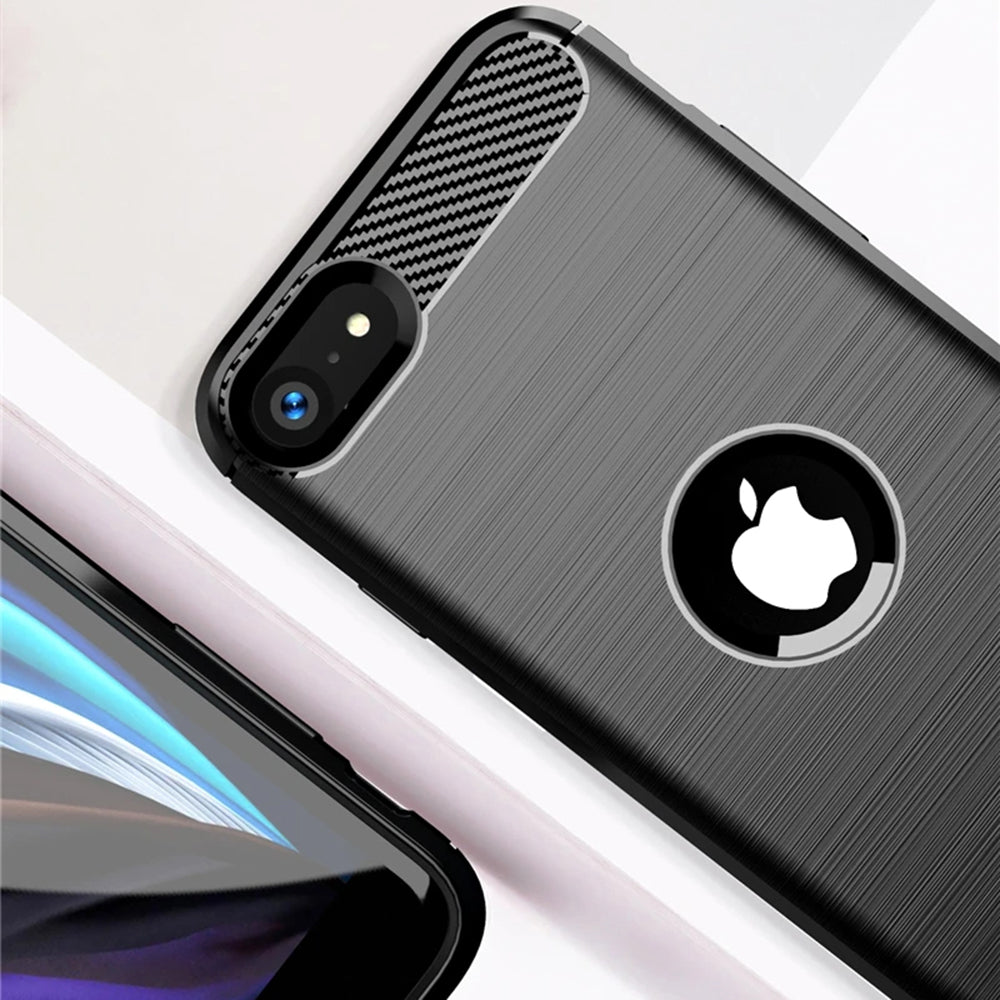 Coque pour Apple iPhone SE (2022) / SE (2020), Techsuit, Carbone, Noire