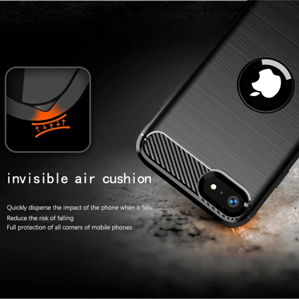 Coque pour Apple iPhone SE (2022) / SE (2020), Techsuit, Carbone, Noire