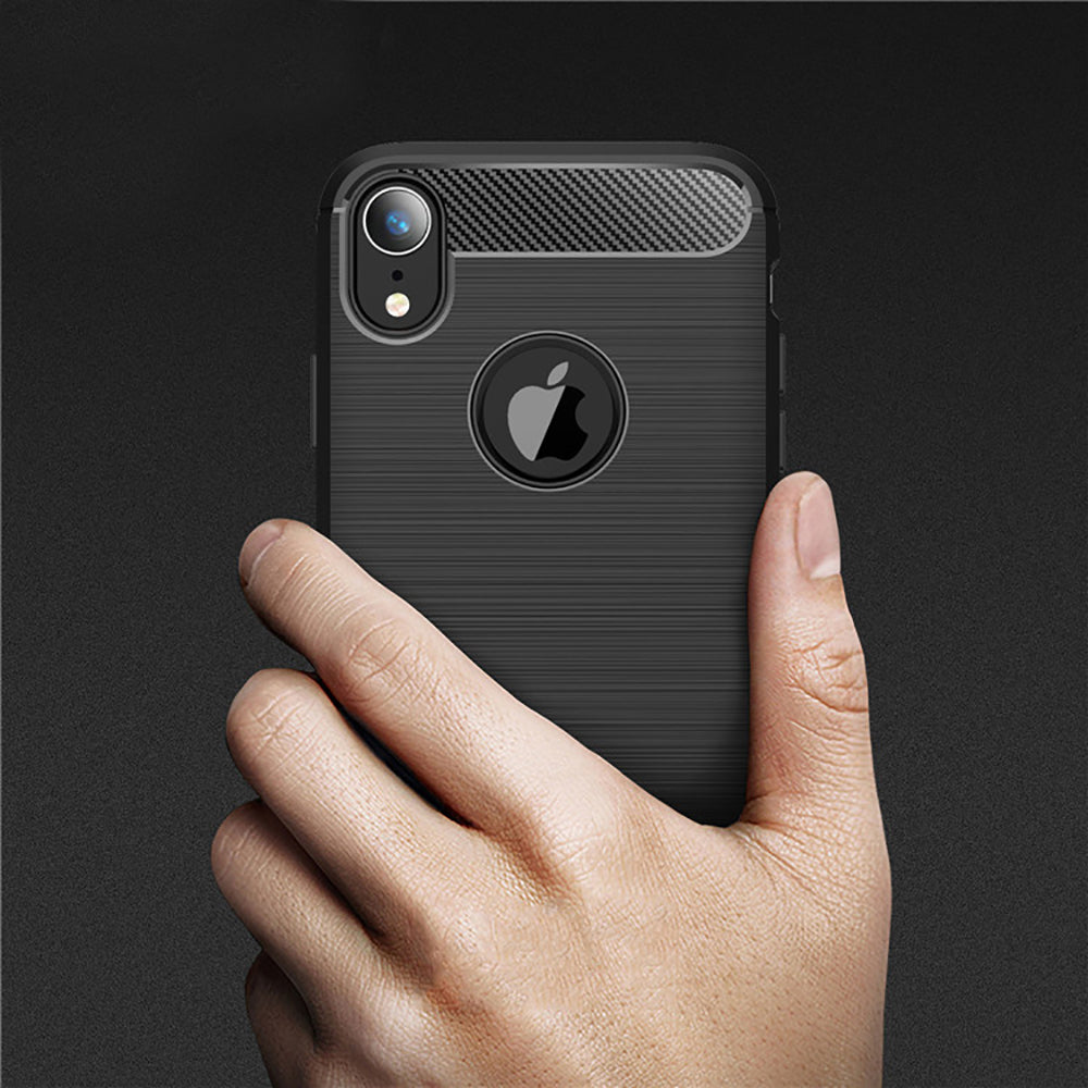 Hülle für Apple iPhone XR, Techsuit, Carbon, Schwarz